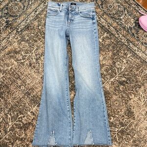 Express Light Blue Flare Jeans — High Rise flare Leg